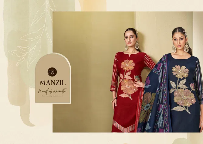 Manzil By Belliza Viscose Rayon Digital Printed Dress Material Wholesale Shop In Surat